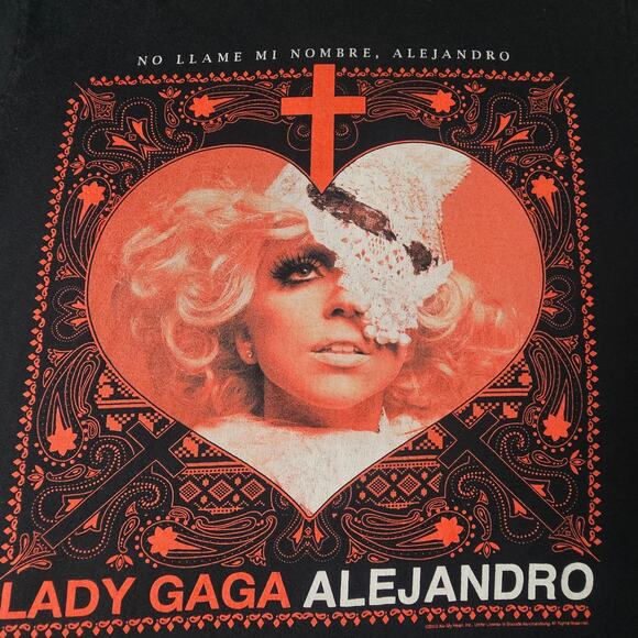 Lady Gaga Black Alejandro T-Shirt PTP 21 Length 27 No Tags - Picture 2 of 7